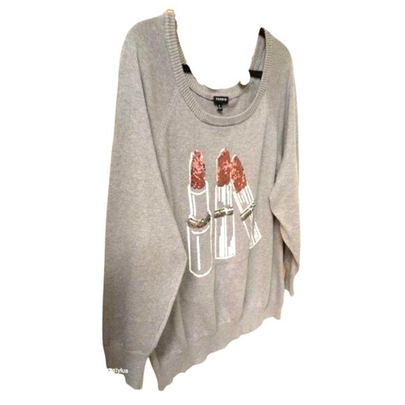 Torrid Plus Size New Lipstick Sleeve  Raglan Sweater. - Picture 5 of 15